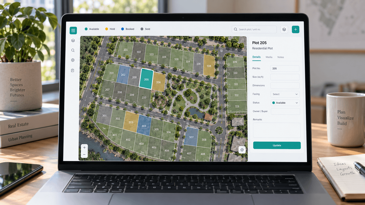 Interactive plot inventory map on a laptop